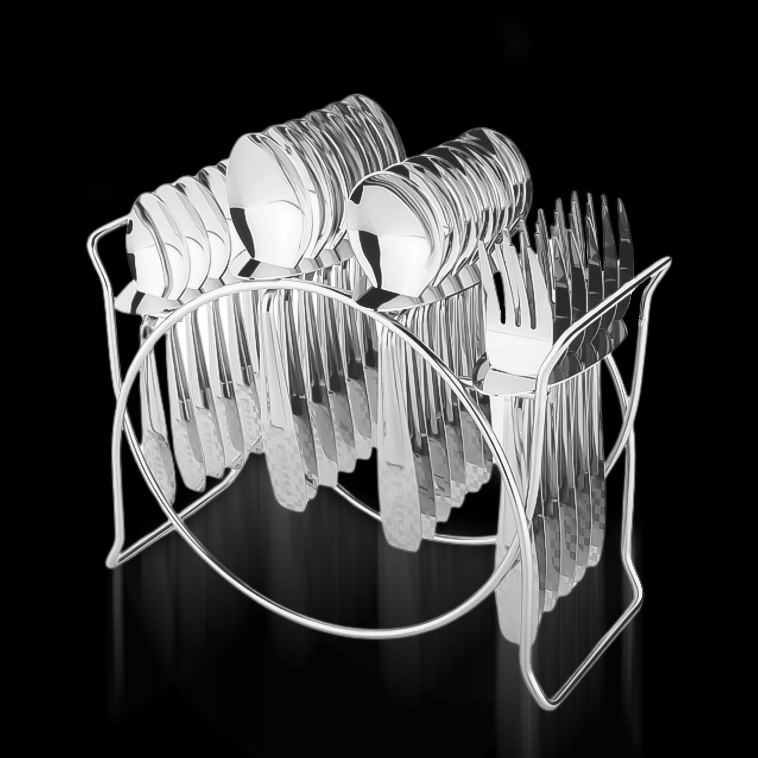 Stainless Steel Cutlery Set with Elegant Storage Stand Stainless Steel Cutlery Set with Elegant Storage Stand